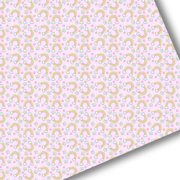 **READY TO SHIP!** Whimsical Rainbows and Butterflies Premium Faux Leather