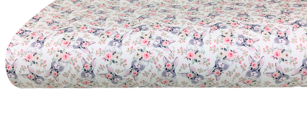 **READY TO SHIP!** White Floral Bunny EXCLUSIVE Premium Faux Leather