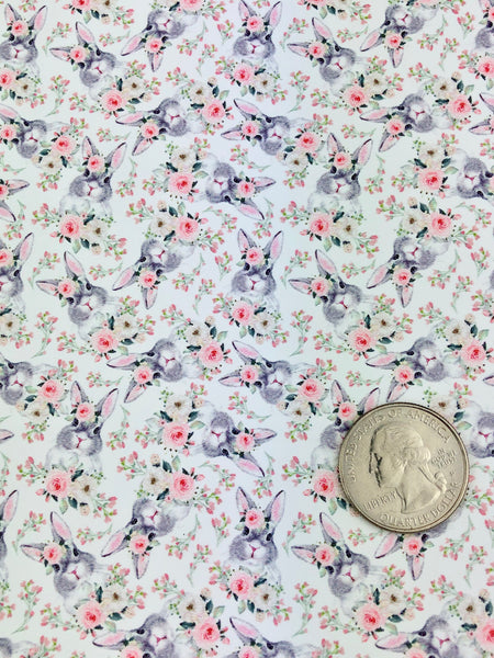 **READY TO SHIP!** White Floral Bunny EXCLUSIVE Premium Faux Leather
