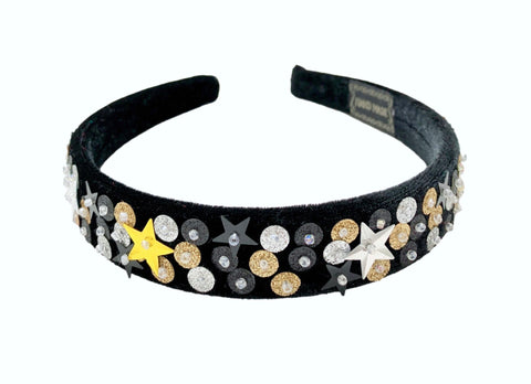 **PREORDER** HEADBAND-Hand-Sewn Sequin Glitter Velvet Happy New Year!