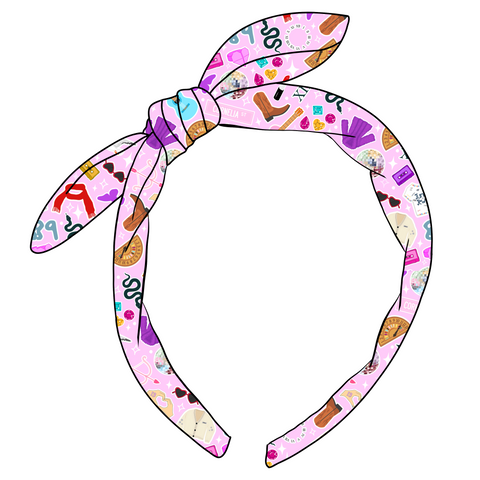 (PREORDER) KNOTTED BOW HEADBAND-Pink T Swift Icons