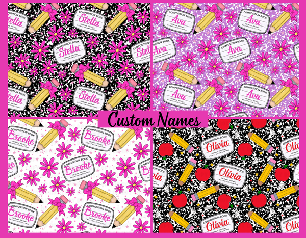 **CUSTOM NAME** BLACK/PINK FLORAL Composition Notebook Premium Faux Leather