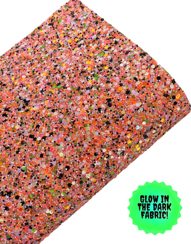 NEW! 💡**GLOW IN THE DARK** Happy Halloween Chunky Glitter w/ Felt Backing