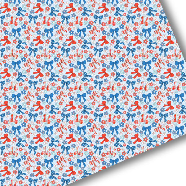 **READY TO SHIP!** Red, White and Cute Bows Premium Faux Leather