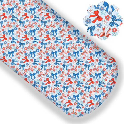 **READY TO SHIP!** Red, White and Cute Bows Premium Faux Leather