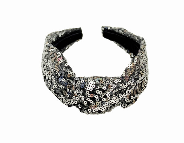 TOP KNOT HEADBAND-SEQUIN GOLD and BLACK New Year's Sparkle