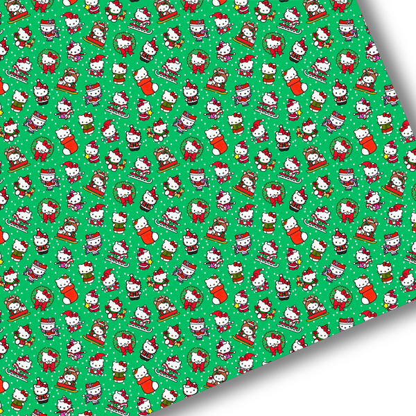 Green Christmas Kitty Premium Faux Leather