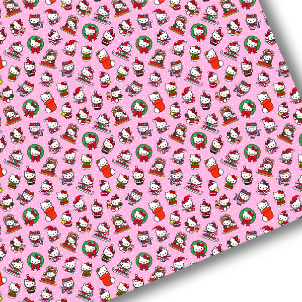Pink Christmas Kitty Premium Faux Leather