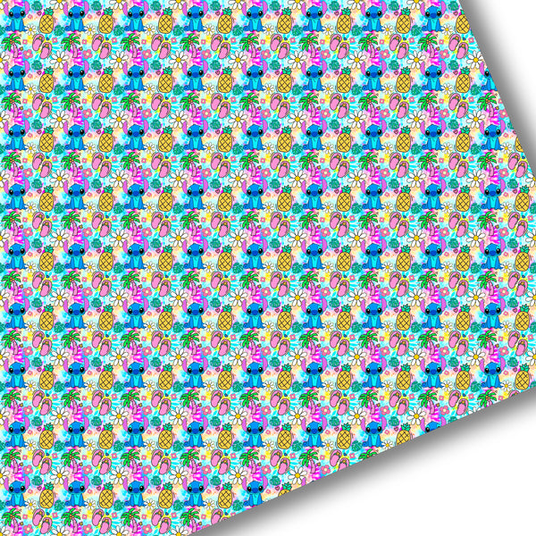 Tropical Rainbow Blue Alien Premium Faux Leather