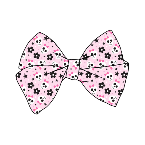 PRE-TIED BOW-Pretty In Pink Skulls