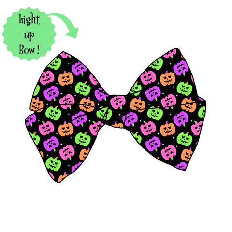 (PREORDER) 💡LIGHT UP! PRE-TIED BOW-Neon Pumpkins