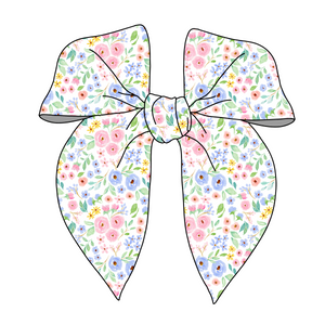 (PREORDER) PRE-TIED SURGED EDGE BOW-Spring Floral