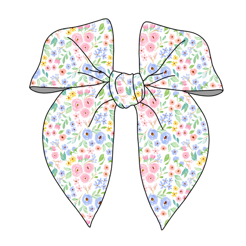 (PREORDER) PRE-TIED SURGED EDGE BOW-Spring Floral