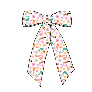 PRE-TIED LONG TAILS BOW-Mermaid Floral
