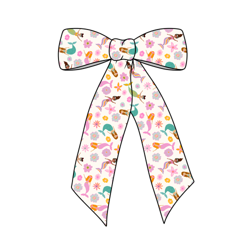 PRE-TIED LONG TAILS BOW-Mermaid Floral