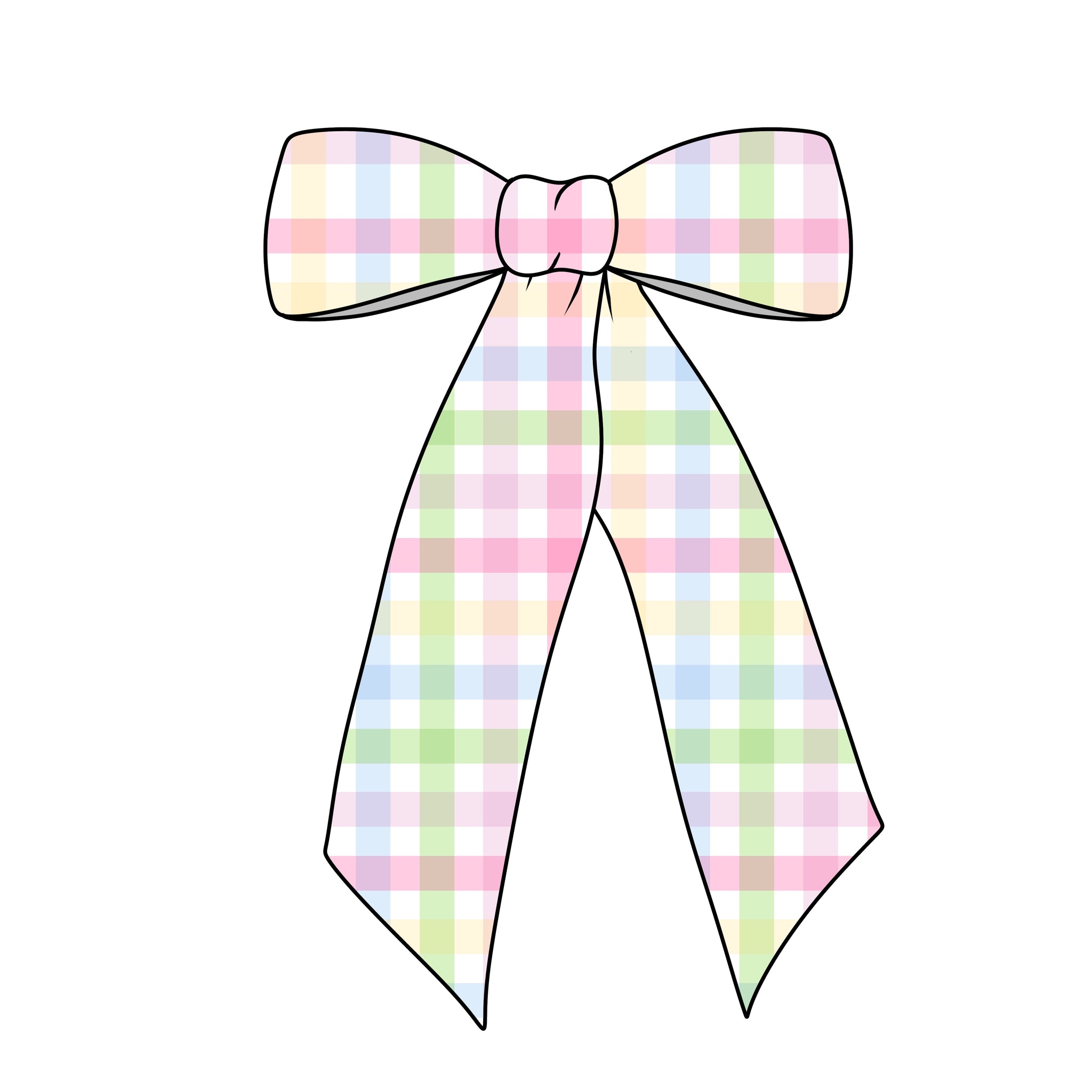 (PREORDER) PRE-TIED LONG TAILS BOW-Pastel Gingham