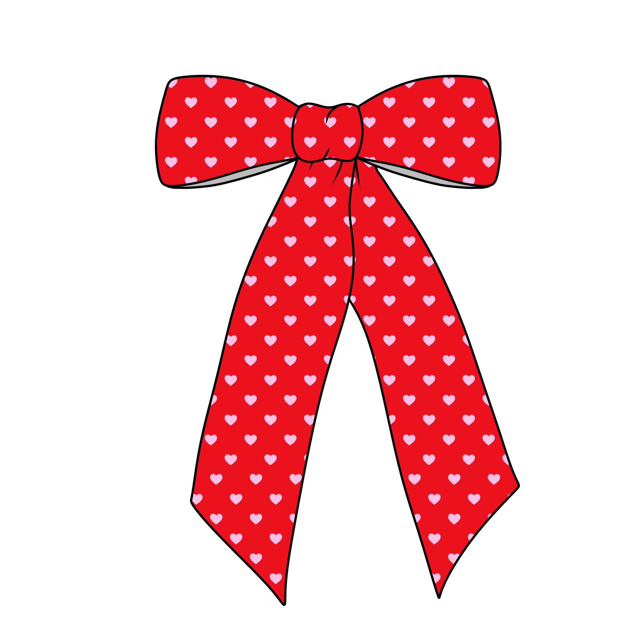 (PREORDER) PRE-TIED LONG TAILS BOW-Red/Pink Hearts