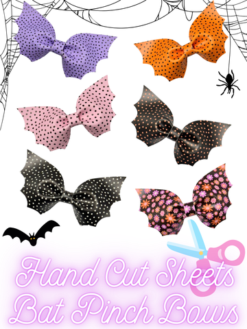 **READY TO SHIP!** 5-6 Piece-Bat Pinch Bows *YOU CHOOSE COLOR* EXCLUSIVE *HAND CUT SHEET* Premium Faux Leather