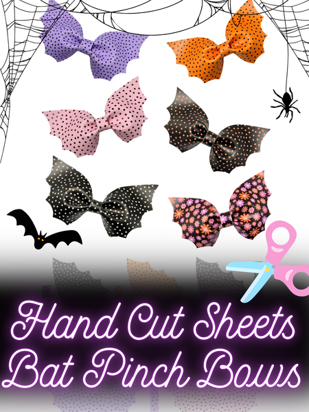 **READY TO SHIP!** 5-6 Piece-Bat Pinch Bows *YOU CHOOSE COLOR* EXCLUSIVE *HAND CUT SHEET* Premium Faux Leather