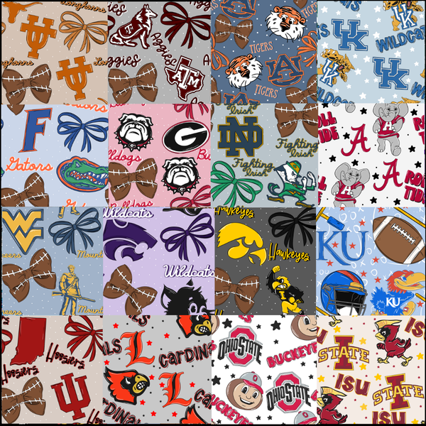 (PREORDER TOTE BAGS-STYLE TC) COLLEGE Football Bow Teams-You Choose Team and Style