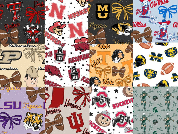 (PREORDER TOTE BAGS-STYLE TC) COLLEGE Football Bow Teams-You Choose Team and Style
