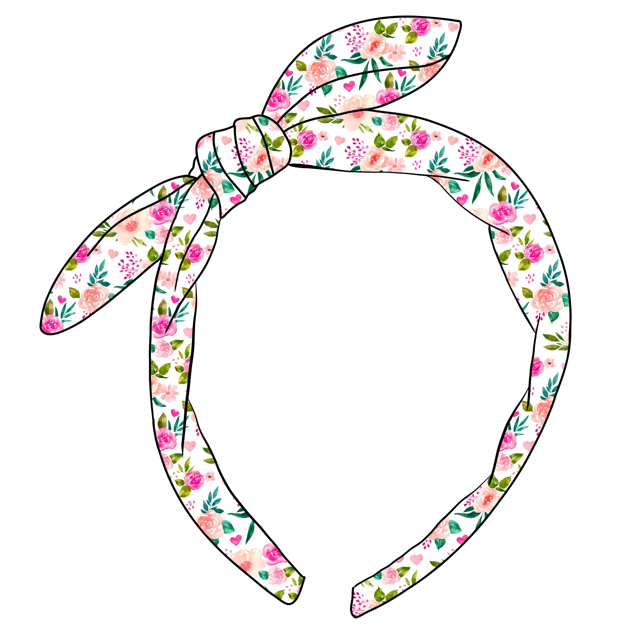 (PREORDER) KNOTTED BOW HEADBAND-Heart Floral