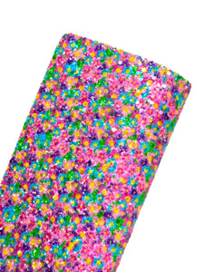 NEW! Ditzy Floral Chunky Glitter Fabric w/ Felt Backing