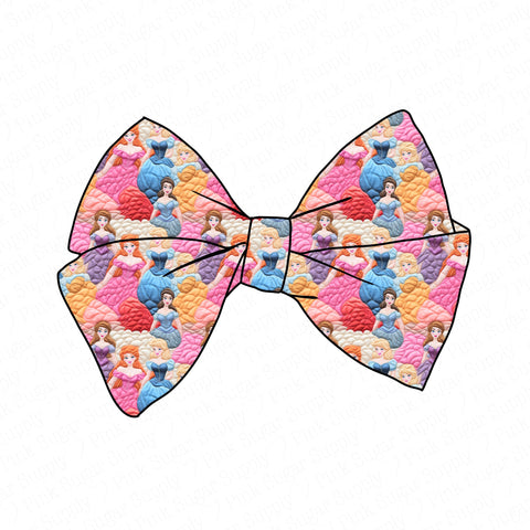 PRE-TIED BOW-"Embroidered Quilted" Princesses