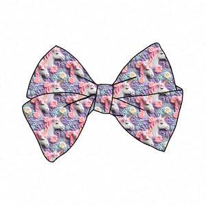PRE-TIED BOW-"Embroidered Knit" Unicorn Floral