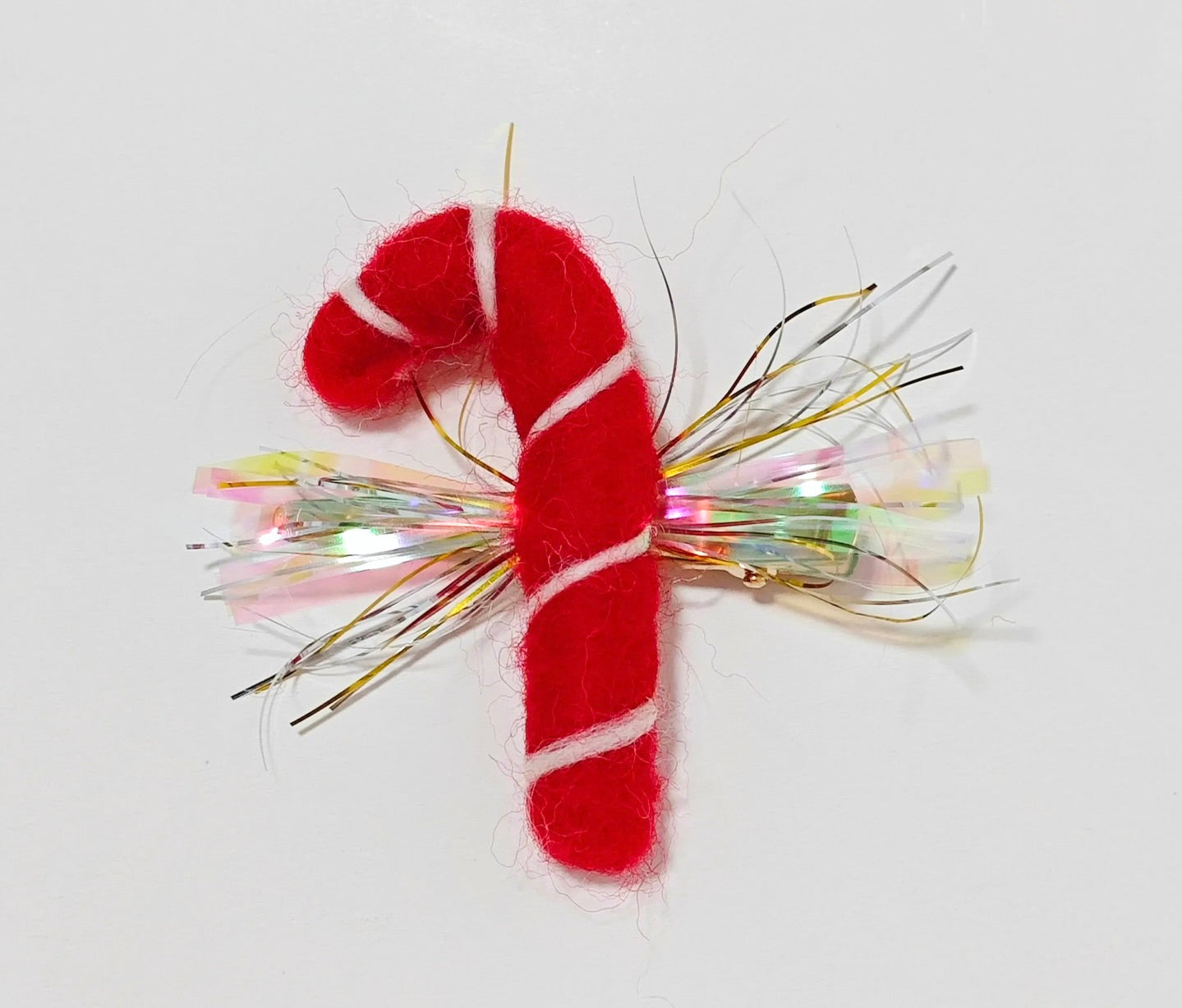 Felt Candy Cane Sparkle Hair Clip