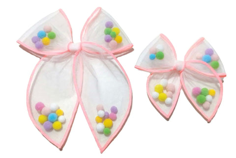 (PREORDER) Choose Size PRE-FILLED/PRE-TIED SHAKER BOW-Spring Pom Pom