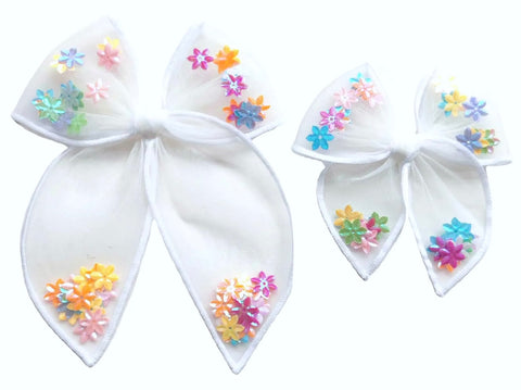 (PREORDER) Choose Size PRE-FILLED/PRE-TIED SHAKER BOW-Bright Flowers