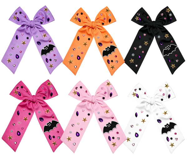 (PREORDER) CHOOSE COLOR-Long Tail Satin Bat Bow