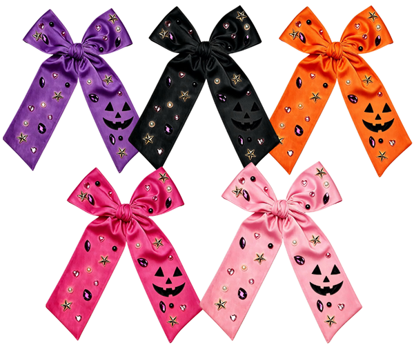 (PREORDER) CHOOSE COLOR-Long Tail Satin Pumpkin Bow