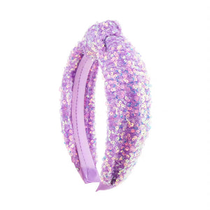 (PREORDER) TOP KNOT HEADBAND-Lavender Sequin