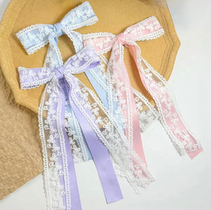 (PREORDER) PRE-TIED LONG TAILS BOW-Double Lace