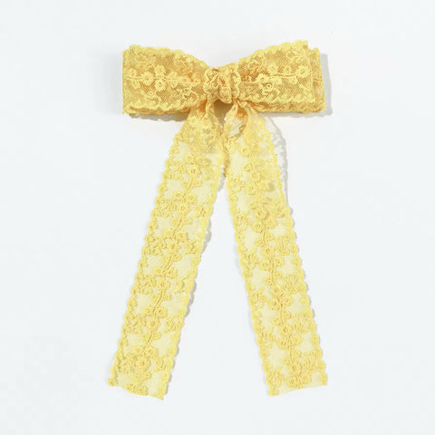 (PREORDER) PRE-TIED LONG TAILS BOW-Yellow Lace