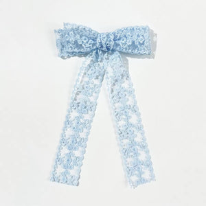 (PREORDER) PRE-TIED LONG TAILS BOW-Blue Lace