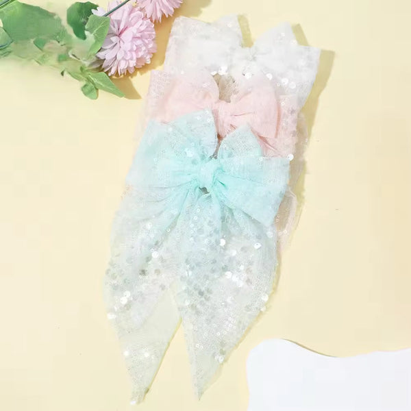 (PREORDER) PRE-TIED Sparkle Bow-White