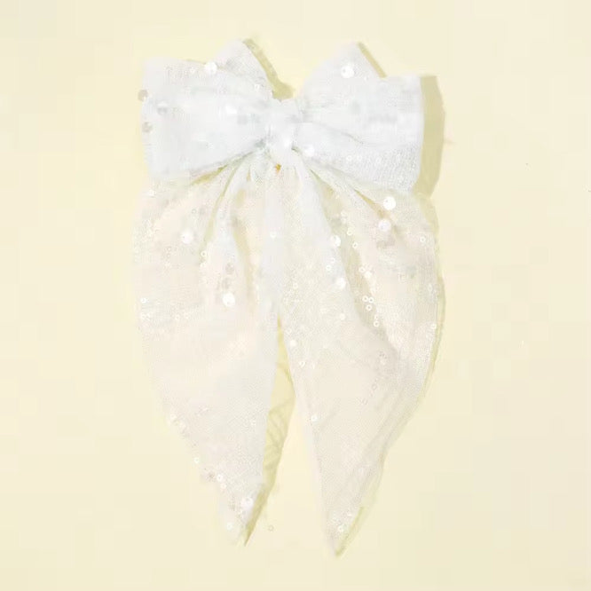 (PREORDER) PRE-TIED Sparkle Bow-White