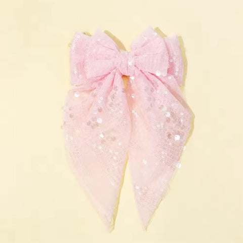 (PREORDER) PRE-TIED Sparkle Bow-Light Pink