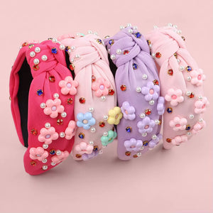 (PREORDER) Choose Color-Flower Top Knot Headbands