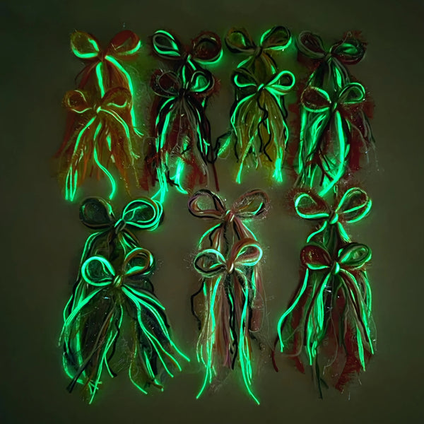 Choose Style-💡GLOW IN THE DARK Long Tail Messy Bows-Pink and Black