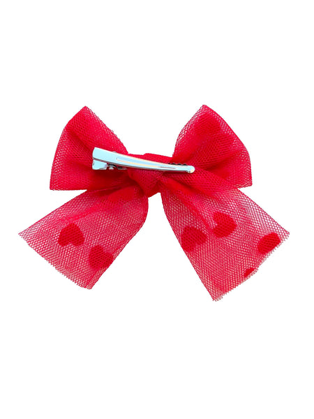 (PREORDER) PRE-TIED Red Heart Tulle Bow