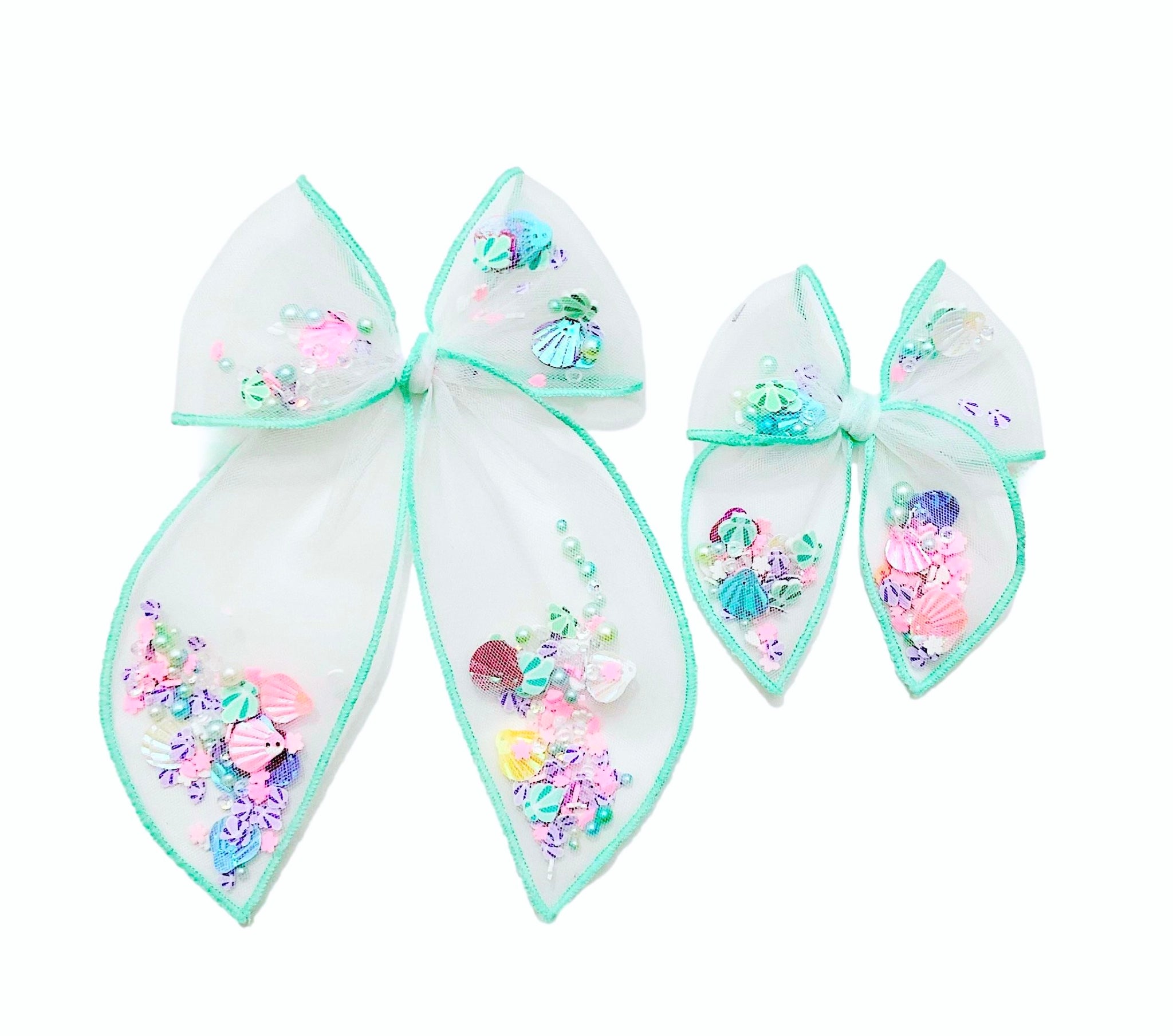Choose Size-PRE-FILLED/PRE-TIED SHAKER BOW-Mermaid Magic