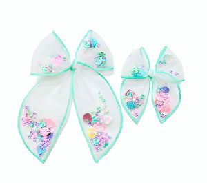 Choose Size-PRE-FILLED/PRE-TIED SHAKER BOW-Mermaid Magic