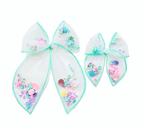 Choose Size-PRE-FILLED/PRE-TIED SHAKER BOW-Mermaid Magic