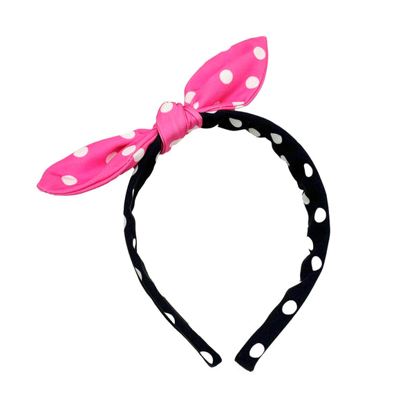 You Choose Color** KNOTTED BOW HEADBAND-Minnie Mouse Polkadot