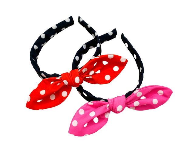 You Choose Color** KNOTTED BOW HEADBAND-Minnie Mouse Polkadot