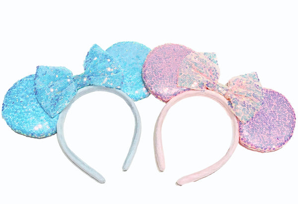 **READY TO SHIP!* HEADBAND-Baby Blue Sequin Minnie Bow Ears